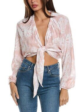 Bella Dahl Linen Tie Front Top (Size M) - NWT